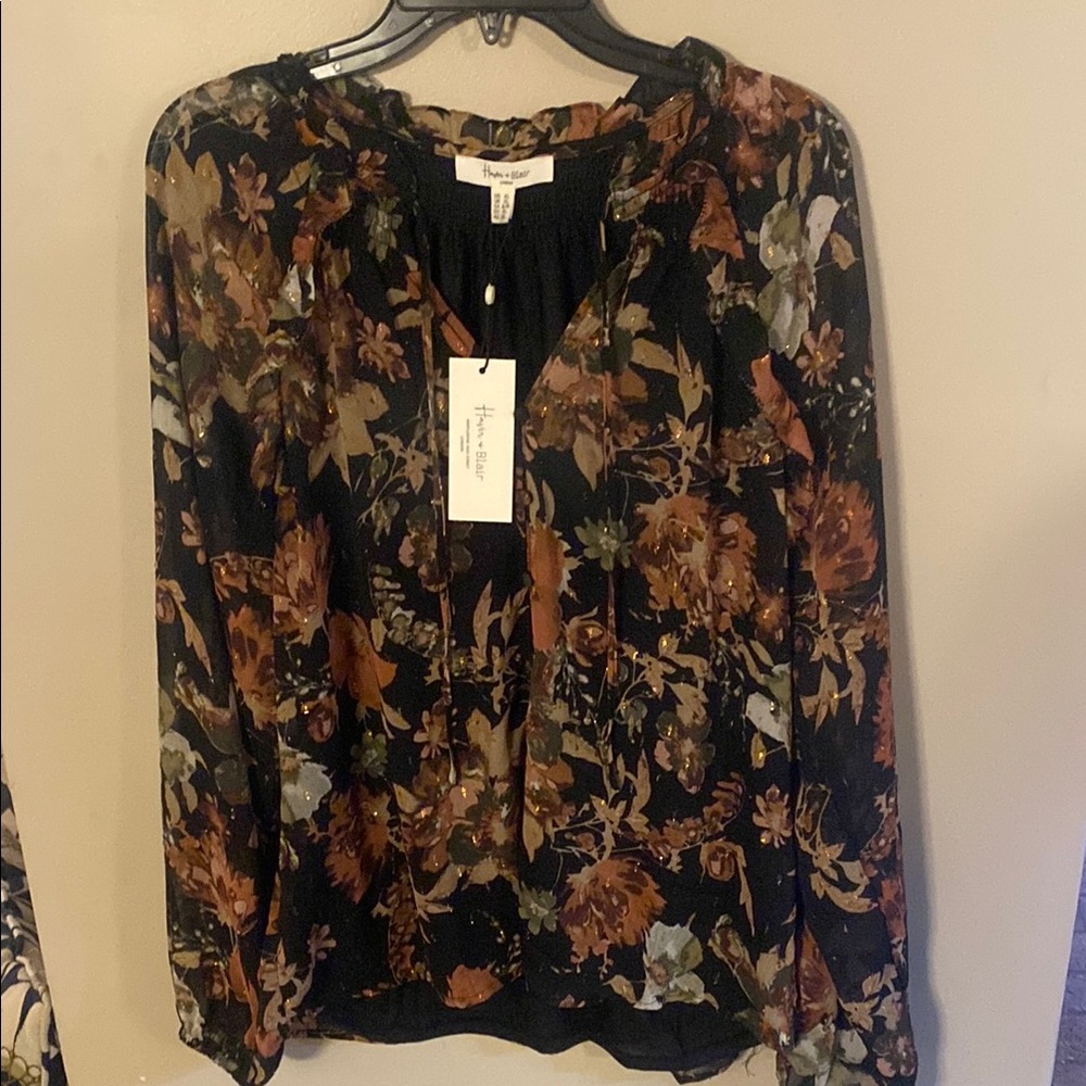 Floral Black and Brown Women's Top